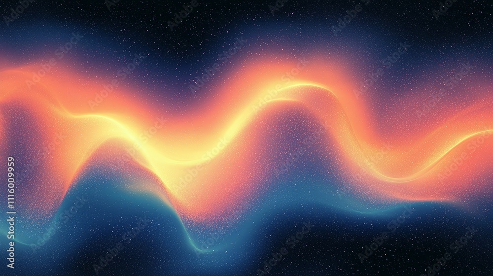 Poster using cosmic reds and deep blues to create a grainy gradient, this piece captures the essence of a n