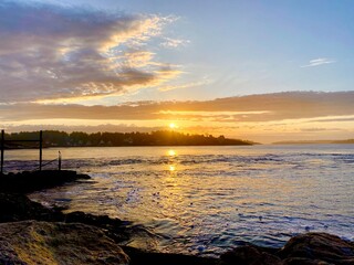 sunset over the sea popham beach Maine