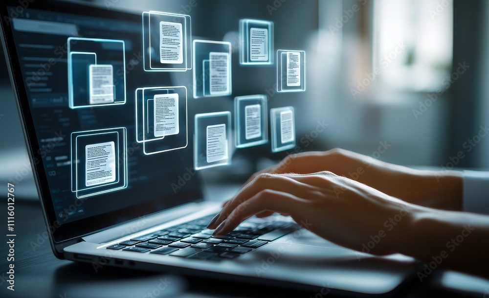 Leinwandbilder Automated software that helps archive and manage information files. Internet technology concept.