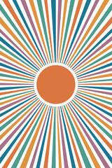 Boho sun orange flat illustration vector. Cute nursery abstract sun minimalist artwork. Scandinavian style kids or nursery room decoration. © gizemg