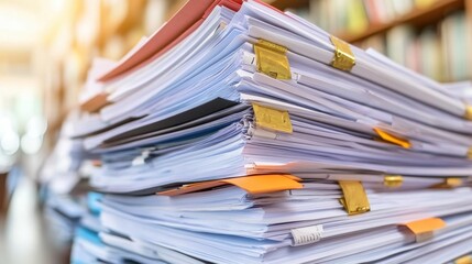 Stacked Paperwork and Files in an Office Setting