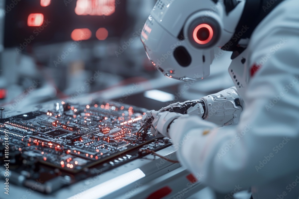 Aufkleber autonomous robotic arm assembly lines for high-tech electric vehicles. an overview of digitalization