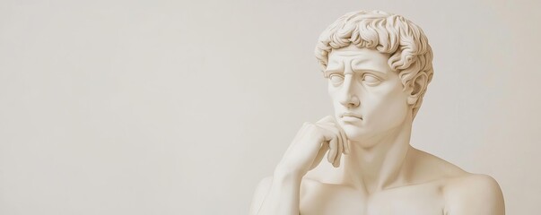 Obraz premium Plaster bust of a thinker, pensive and deeply detailed