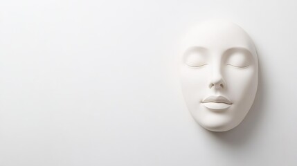 Plaster face sculpture with smooth contours, minimalist and serene