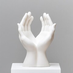 Plaster hands sculpture in a cupped pose, representing nurturing and care