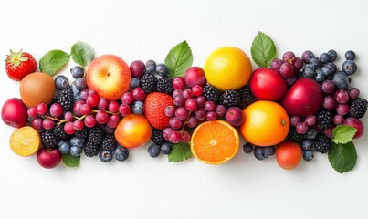 Colorful fruits and berries meticulously placed to form a double helix, symbolizing the DNA structure, representing the innovative field of nutrigenomics