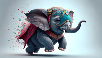 Obraz premium Funny Elephant Using Costume, Cute Baby Elephant for meme