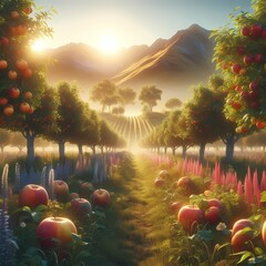 landscape with apples