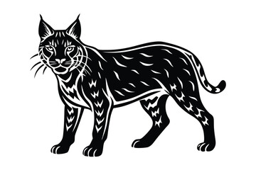 Fototapeta premium bobcat silhouette vector illustration on white background