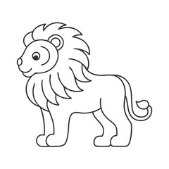 Cute Lion Line Art Vector Illustration for Coloring Page.