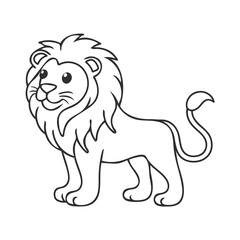 Obraz premium Cute Lion Line Art Vector Illustration for Coloring Page.