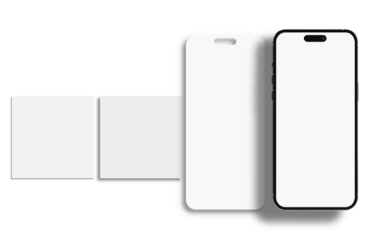 Smartphone mockup with social media post interface mockup. Social media mobile app page template design for user carousel post feed. Mobile app interface template on social network