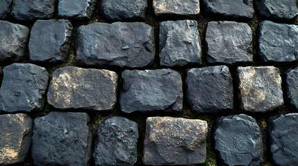 Obraz premium Dark Gray Cobblestone Pathway Texture - Realistic Background