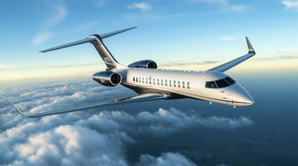 Fototapeta premium Aircraft ascending through the sky, symbolizing ambition and reaching new heights in personal and professional endeavors.