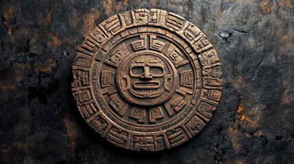 Obraz premium A bold, circular design inspired by the intricate carvings of the Aztec Sun Stone.