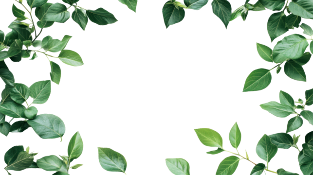 A border of lush green leaves framing a blank space, ideal for text or graphic overlays.