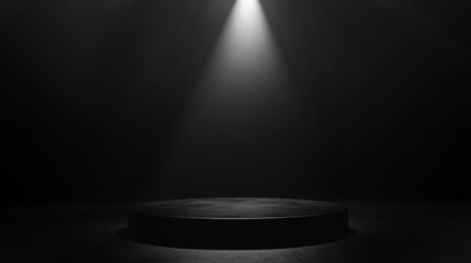 Single bright white spotlight: Minimal design on a black background

