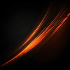 Abstract blurred background with colorful stripes of light on dark orange and black, horizontal lines with gradient effect, glowing and flowing in motion.