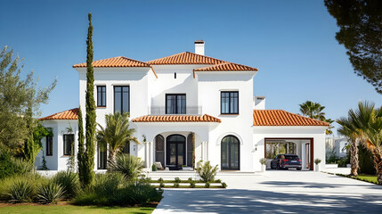 Fototapeta premium Mediterranean Revival Home with Olive Grove and Sea Views, Montecito Estate