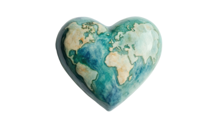 Heart-shaped earth globe promoting environmental awareness and global unity