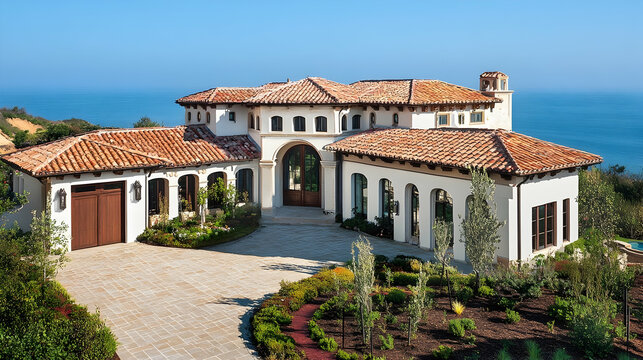 Mediterranean Revival Home with Olive Grove and Sea Views, Montecito Estate