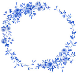 Blue vintage wedding wreath floral compositions