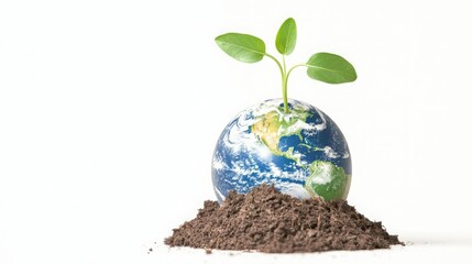 Growing green planting seeds of sustainability on earth nature close-up view