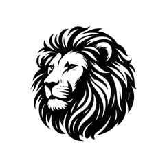Fototapeta premium Lion head silhouette vector with white background png
