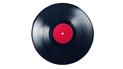 A classic black vinyl record with a red center, symbolizing music and nostalgia.