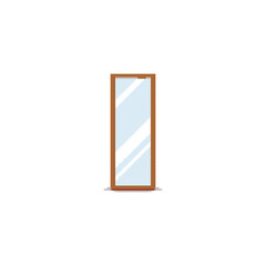 Pixel art square mirror with wooden frame. Minimalistic mirror design in retro pixelated style.