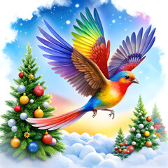 Obraz premium Rainbow lorikeet in the snow