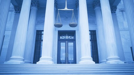 Obraz premium Majestic Columns and Scales of Justice at the Courthouse