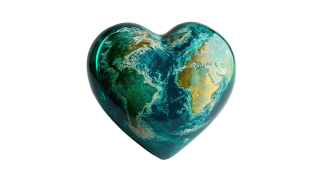 Heart-shaped earth globe promoting environmental awareness and love for planet - Powered by Adobe