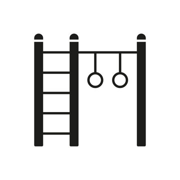 Monkey bar silhouette. Black simple pictogram of fitness outdoor equipment. Vector isolated element on white background
