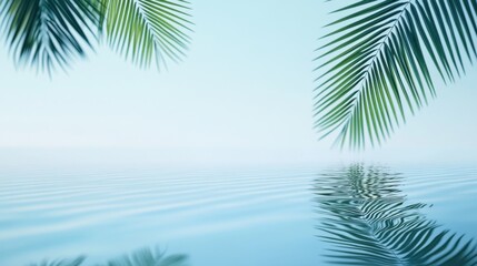 Blue water palm shadow. Generative AI