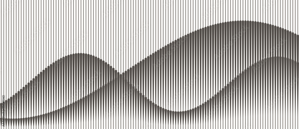 Fototapete abstract art geometric background with vertical lines. optical illusion with waves and transition.
