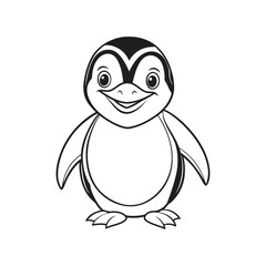 Obraz premium Vector illustration of penguin line art isolated on white background