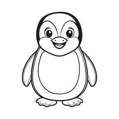 Vector illustration of penguin line art isolated on white background