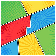 Colorful Square Comic Page Halftone Background