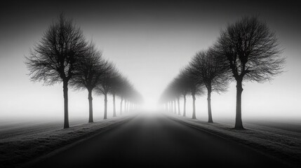 Obraz premium Haunting Symmetry: A Surreal Monochrome Landscape