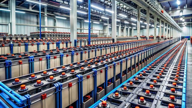 Candid View of Battery Pack in Power Plant Battery Room During Shutdown Phase, Showcasing Rows of Batteries for Industrial Backup Power Supply