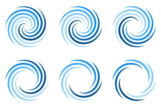 water waves spiral vortex logo icon set