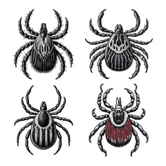 set of spider silhouettes