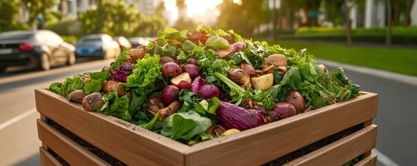 Obraz premium Creating Natural Fertilizer A Comprehensive Guide to Composting Food Scraps and Manure Learn the concept of natural fertilizer creation through composting, transforming kitchen waste and animal