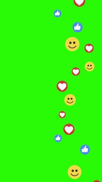 heart and thumb and smile click 4K video vertical looping animation for social media