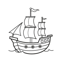 Sail boat line art vector