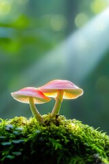 Fototapeta premium The gills of a mushroom with light passing through