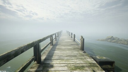 Misty Lakeside Dock: A Serene Pathway to Tranquility