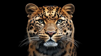 Fototapeta premium A detailed illustration of a leopard's face against a black background.
