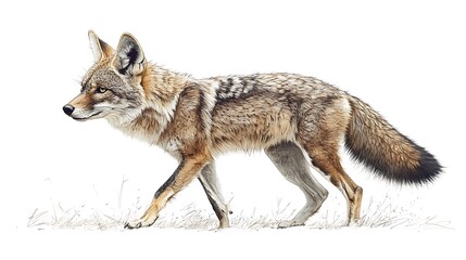 Fototapeta premium Realistic hand drawn fox running pencil sketch wallpaper images capturing beauty